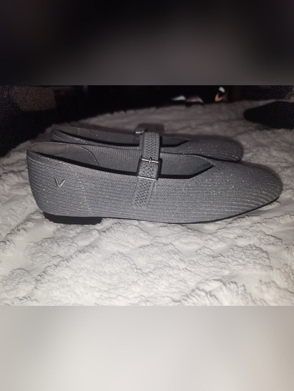 Vivaia "Margot" Silvery Gray Mary Jane Knit Flats, Size 7.5 - Picture 5 of 9